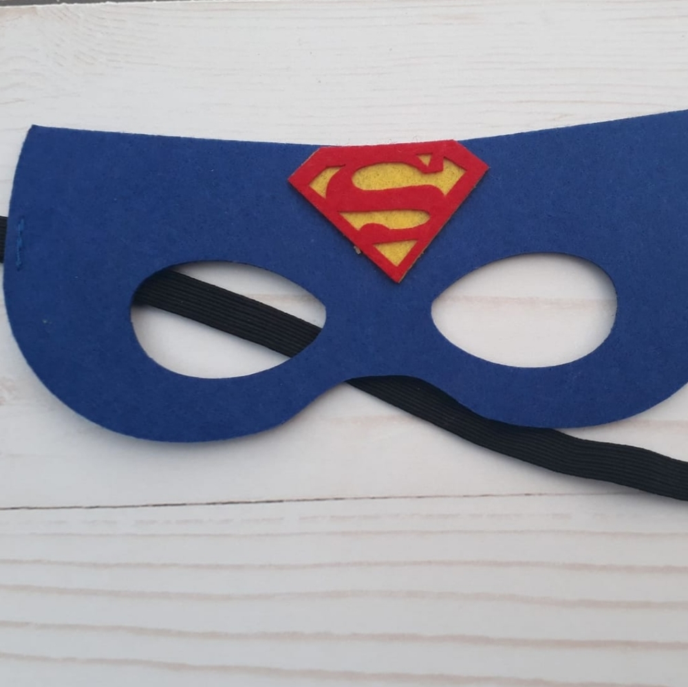 2/$22 Superman Superhero Felt Face Mask Halloween Costume Kids Adults DC Comics